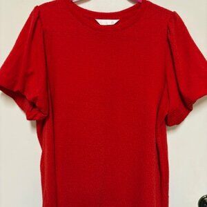 NEW LC LAUREN CONRAD WOMENS PLUS TRUE RED TEXTURED PULLOVER TOP. SZ. XXL